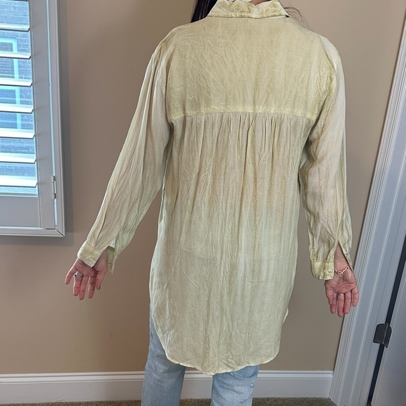 Pilcro Anthropologie liquid stone wash yellow green button down boho size S NWT - Picture 2 of 11